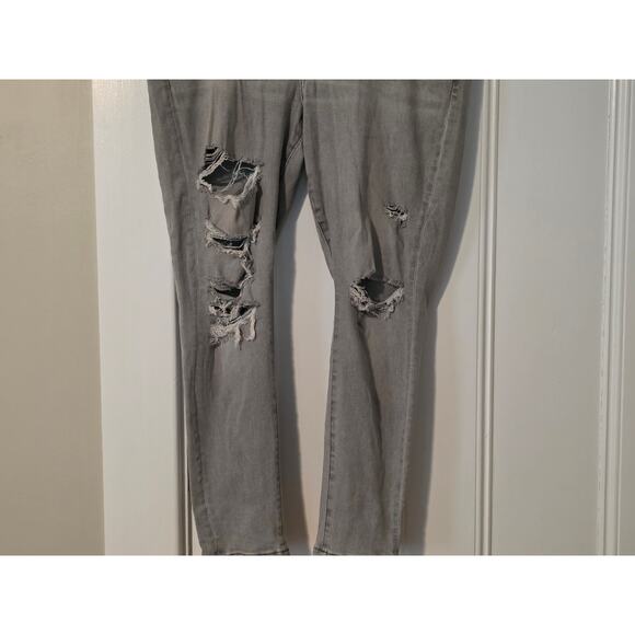 American Eagle Hi-Rise Jegging Womens Size 16 Short Gray Distressed Ripped - Picture 4 of 9